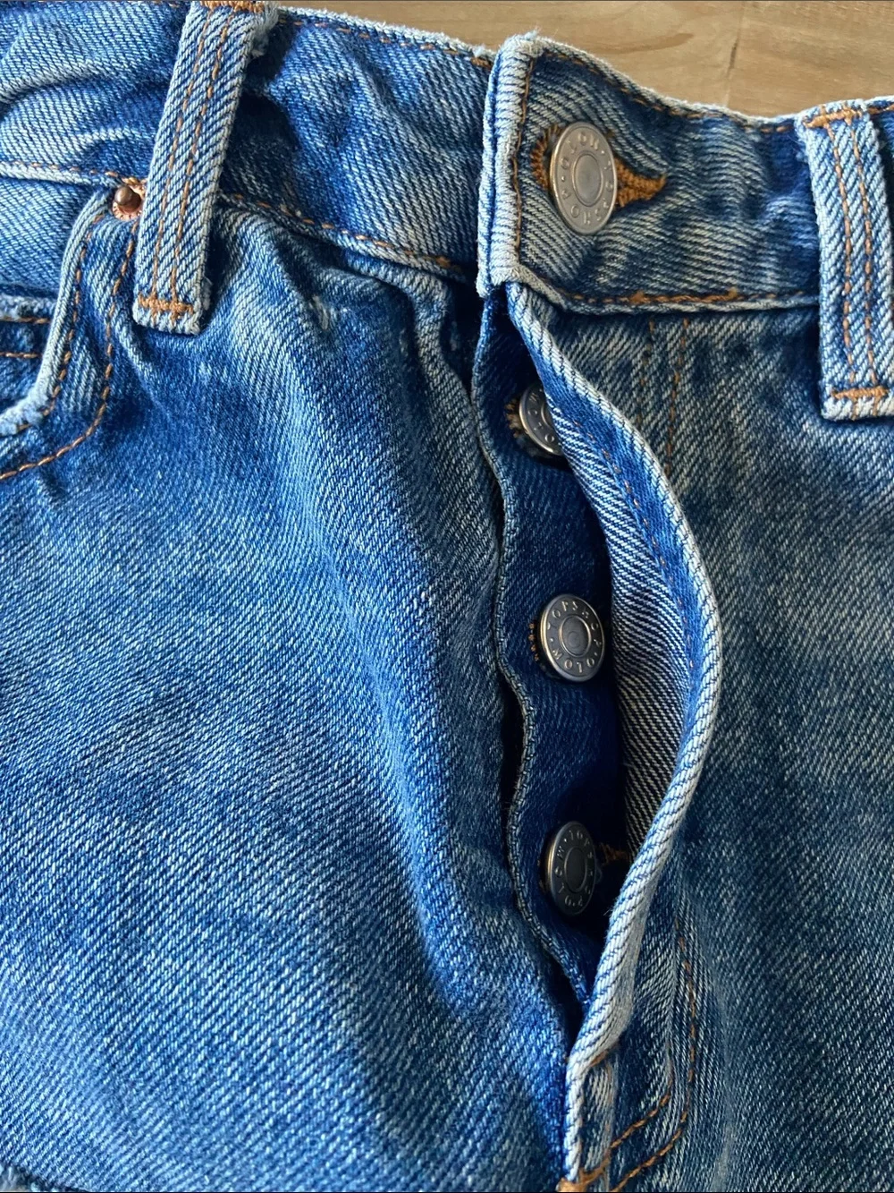 Topshop Moto Ashley Distressed Blue Denim Cutoff Shorts